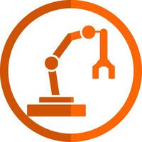 Robotic Arm Glyph Orange Circle Icon vector