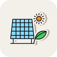 solar panel línea lleno blanco sombra icono vector