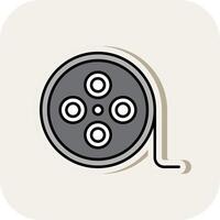 Film Reel Line Filled White Shadow Icon vector