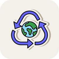 Recycle Line Filled White Shadow Icon vector