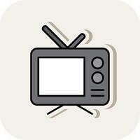 Television Line Filled White Shadow Icon vector