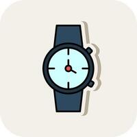 reloj línea lleno blanco sombra icono vector