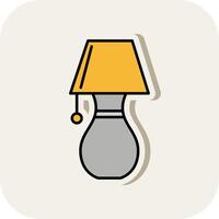 Table Lamp Line Filled White Shadow Icon vector