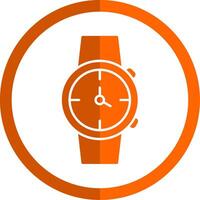 Watch Glyph Orange Circle Icon vector