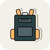 Backpack Line Filled White Shadow Icon vector