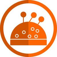 Pin Cushion Glyph Orange Circle Icon vector