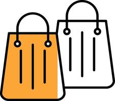 compras bolso lleno medio cortar icono vector