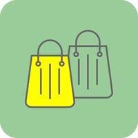 compras bolso lleno amarillo icono vector