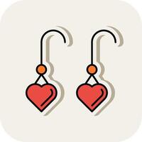 Earrings Line Filled White Shadow Icon vector