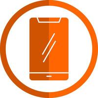 móvil teléfono glifo naranja circulo icono vector