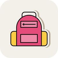 School Bag Line Filled White Shadow Icon vector