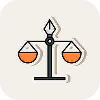 Justice Scale Line Filled White Shadow Icon vector