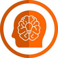 Brain Glyph Orange Circle Icon vector