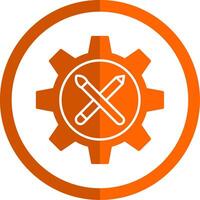 Gear Glyph Orange Circle Icon vector
