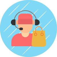 Customer Service Agent Flat Blue Circle Icon vector