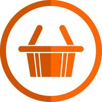 compras cesta glifo naranja circulo icono vector