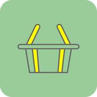 compras cesta lleno amarillo icono vector