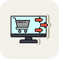 Checkout Line Filled White Shadow Icon vector