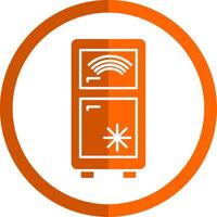 Smart Refrigerator Glyph Orange Circle Icon vector