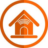 inteligente hogar glifo naranja circulo icono vector