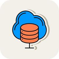 Cloud Server Line Filled White Shadow Icon vector
