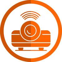 película proyector glifo naranja circulo icono vector