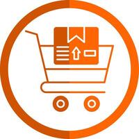 compras carro glifo naranja circulo icono vector