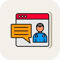 Online Doctor Line Filled White Shadow Icon vector