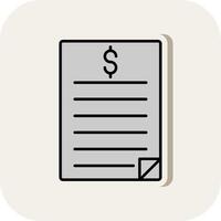 Bill Line Filled White Shadow Icon vector