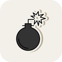 Bomb Line Filled White Shadow Icon vector