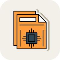 Document Line Filled White Shadow Icon vector