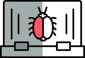 ordenador portátil lleno medio cortar icono vector