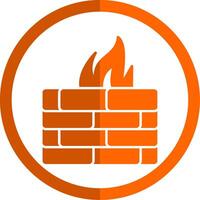 Firewall Glyph Orange Circle Icon vector