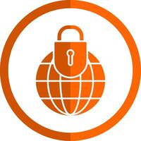 Global Security Glyph Orange Circle Icon vector