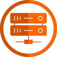 Server Glyph Orange Circle Icon vector