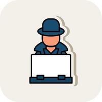 Hacker Line Filled White Shadow Icon vector