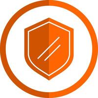Shield Glyph Orange Circle Icon vector
