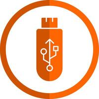 Usb Glyph Orange Circle Icon vector