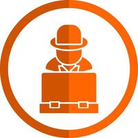 Hacker Glyph Orange Circle Icon vector