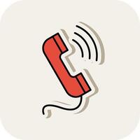 Phone Call Line Filled White Shadow Icon vector