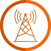 antena glifo naranja circulo icono vector