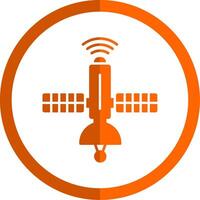 satélite glifo naranja circulo icono vector