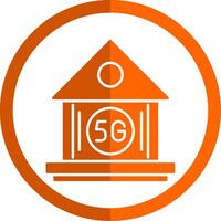 inteligente hogar glifo naranja circulo icono vector