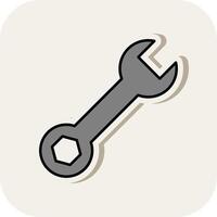 Spanner Line Filled White Shadow Icon vector