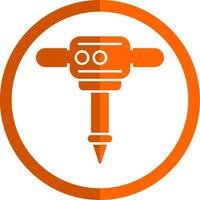 martillo neumático glifo naranja circulo icono vector