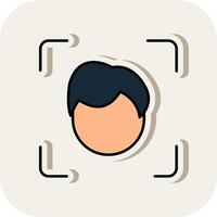 Face Scan Line Filled White Shadow Icon vector