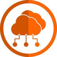 nube informática glifo naranja circulo icono vector