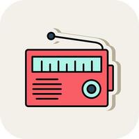 Radio Line Filled White Shadow Icon vector