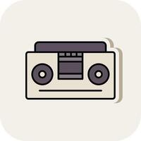 Tape Recorder Line Filled White Shadow Icon vector