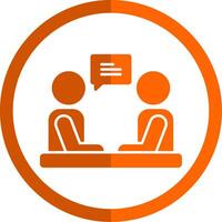 Interview Glyph Orange Circle Icon vector